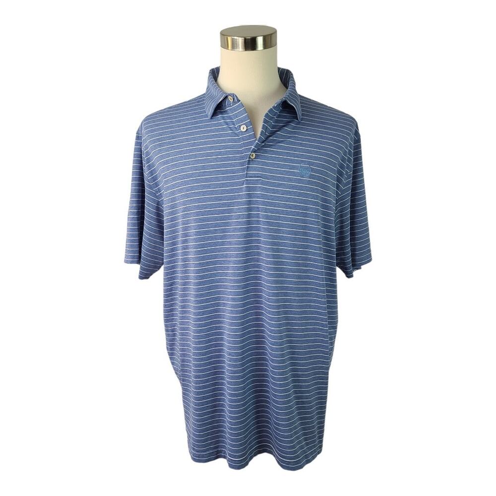 Peter Millar Crown Blue White  Performance Polo Golf Shirt XL
